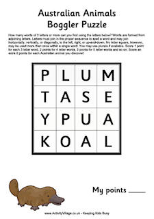 Australian Animal Puzzles