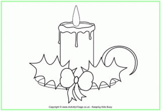 Christmas Candle Colouring Pages