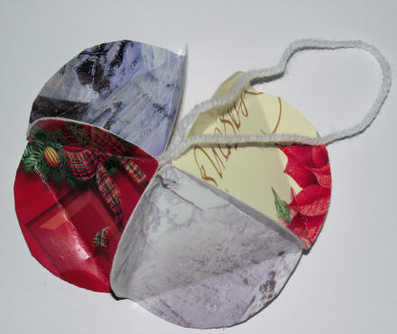 Christmas card bauble craft - nearly finished!