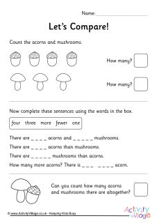 Comparing Number Worksheets