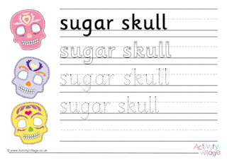 Day of the Dead Handwriting Worksheets