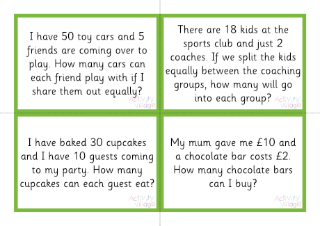 Division Story Sum Cards