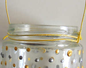 Glass painted candle lantern - detail