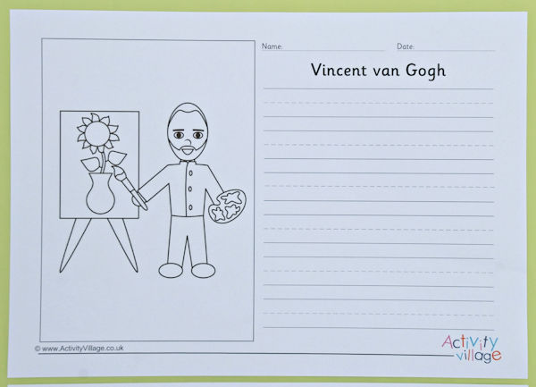 An example of a Famous Person story paper page