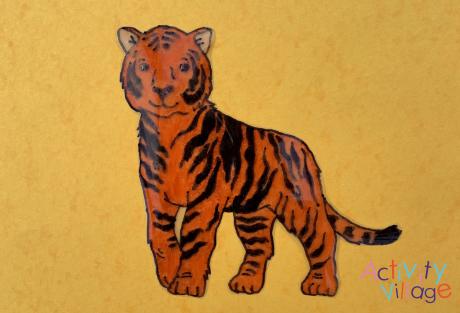 Chinese New Year tiger suncatcher cut out and ready to put up