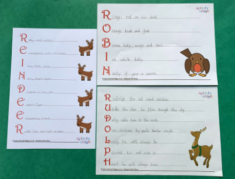 Finished Christmas themed acrostics