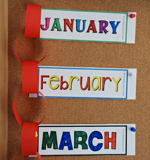 Months of the year paper chain idea