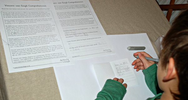 Using our van Gogh comprehension to help with facts and spellings
