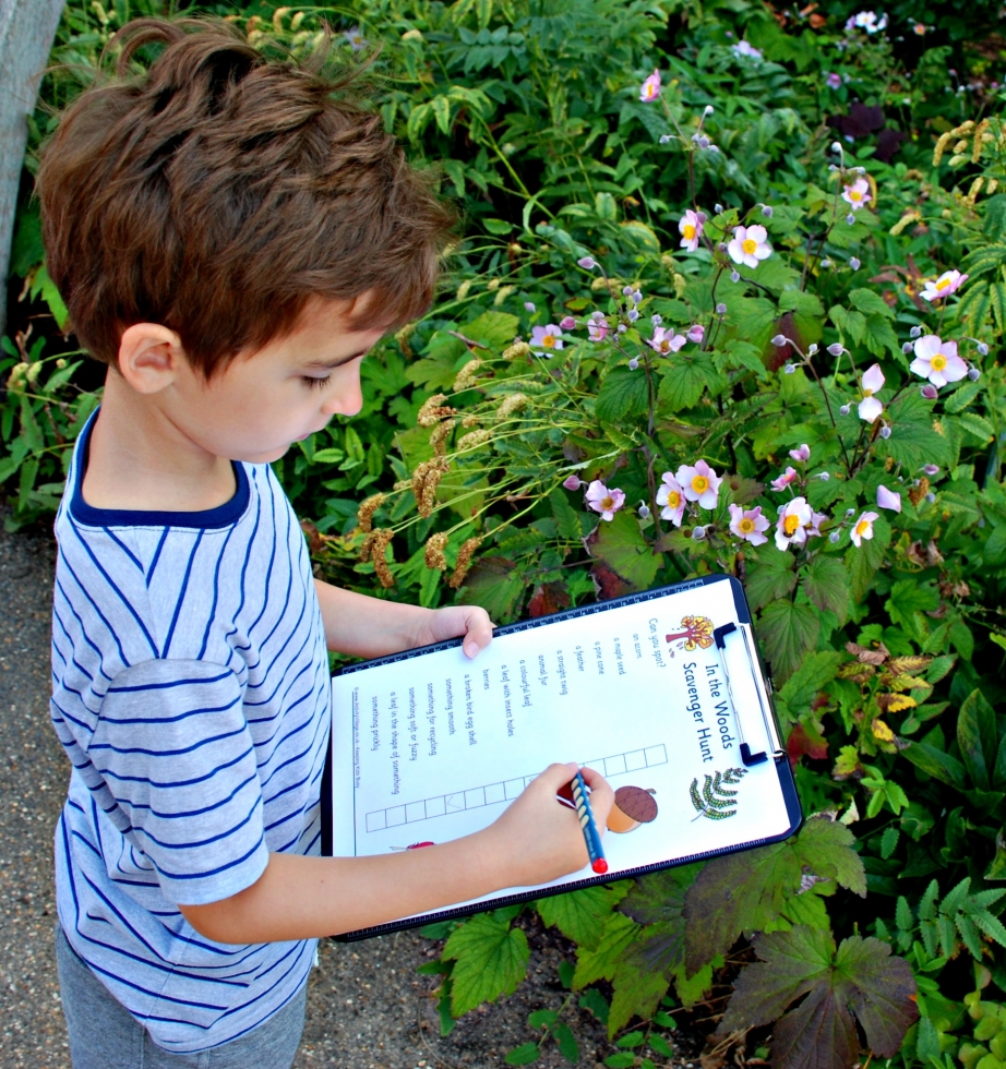 A nature walk with an In the Woods Scavenger Hunt