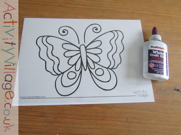 Coloruing page and acetate ready for tracing