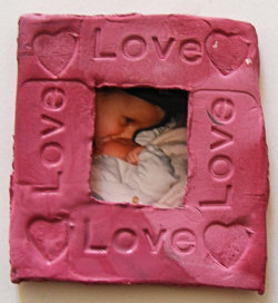 Rubber stamped photo frame