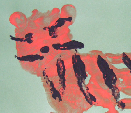 Tiger handprint painting detail