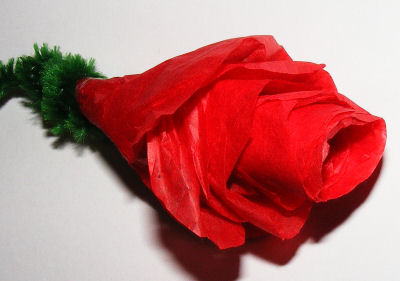 Tissue paper rose - stem detail