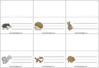 Wildlife place cards with handwriting lines