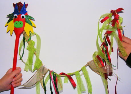 Wooden spoon Chinese dragon puppet, Year of the Dragon craft, Chinese New Year craft